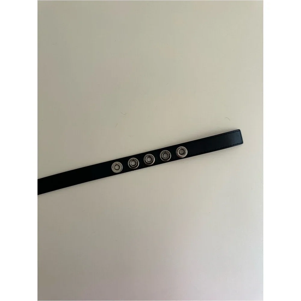 Michael Kors black leather Silver Eyelet belt